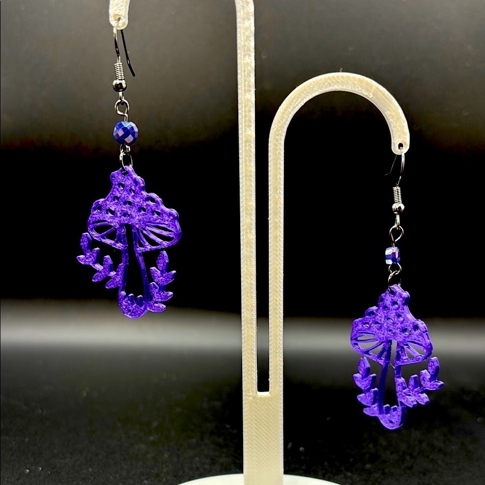 Purple Mushroom Earrings - Picture 6 of 6